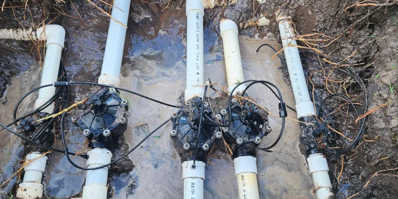 New manifold of irrigation control valves, Sarasota, August 2023
